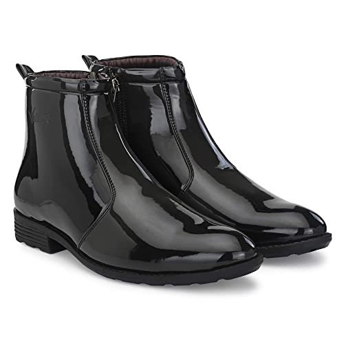 Vellinto Royal Look Shoes for Men ll Casual Shoes for Men ll Latest Patent Leather Zip/Chain Boots for Men