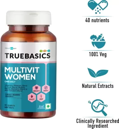 TrueBasics Multivit Women One Daily, Multivitamins, Multiminerals, Antioxidants (90 No)  (90 No)