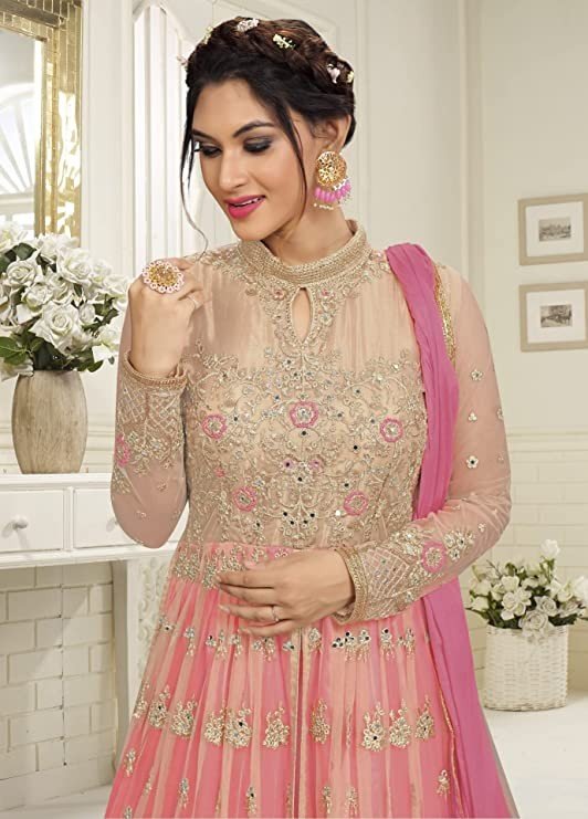 Panash Trends Women's Embroidery Anarkali Salwar Suit Semi Stitched